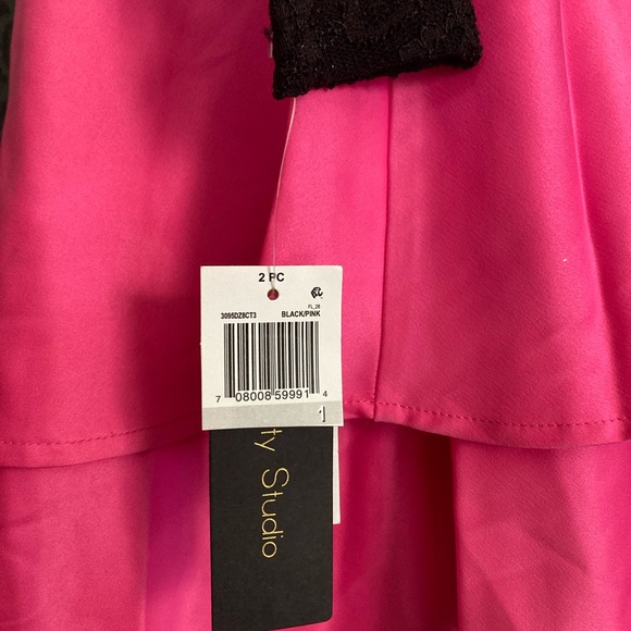 City Studio | NWT Juniors 2-PC Lace Long Sleeve Top & Satin Skirt Dress - Picture 13 of 14